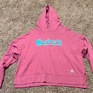 Carhartt Fuchsia Hoodie with Teal Logo